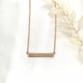 10k Rose Gold Diamond Engravable Bar Necklace