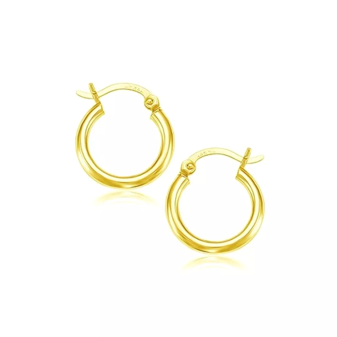 10k Yellow Gold Polished Hoop Earrings (15 mm)