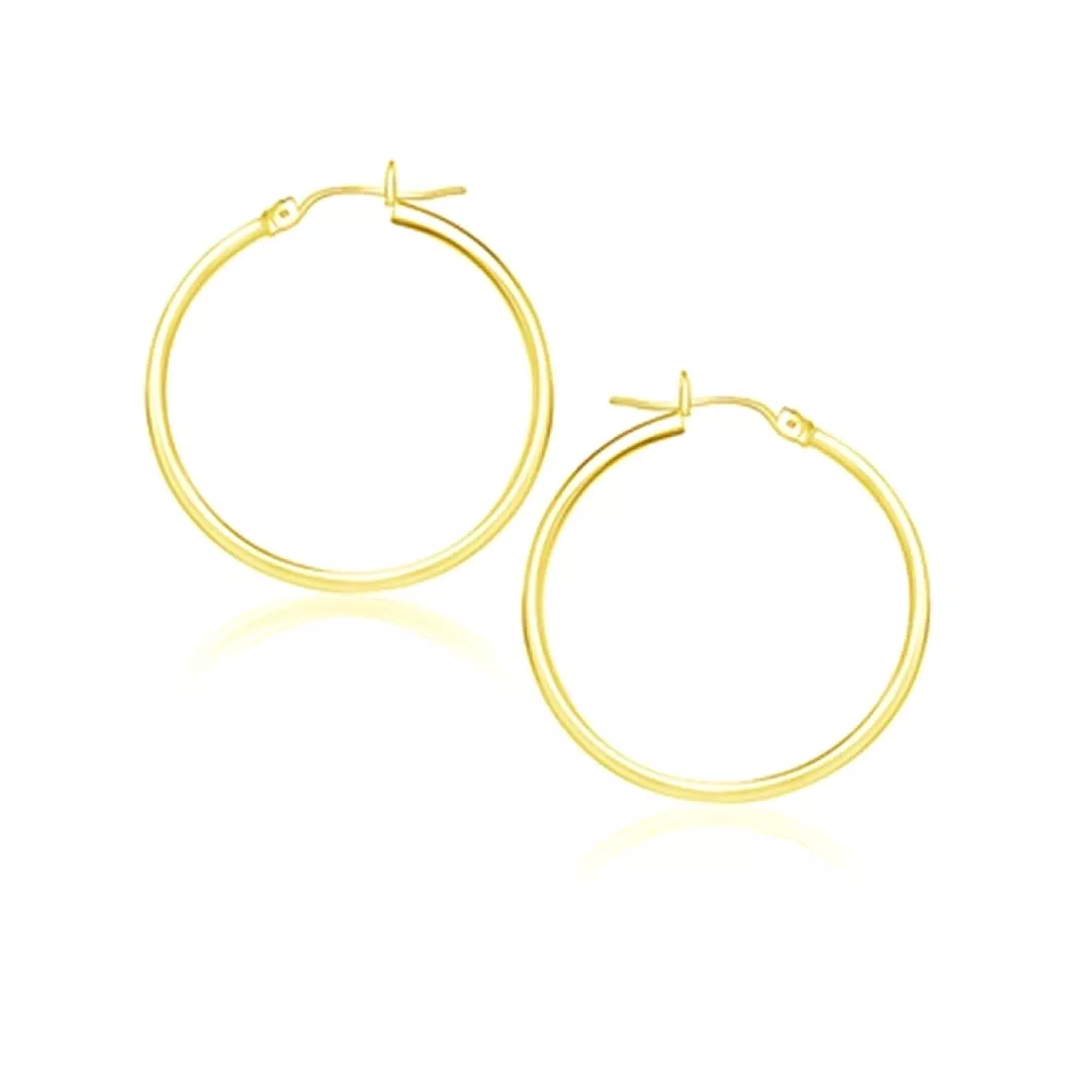 10k Yellow Gold Polished Hoop Earrings (25 mm)