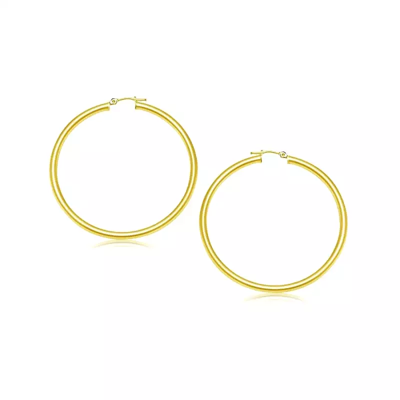 10k Yellow Gold Polished Hoop Earrings (25 mm)