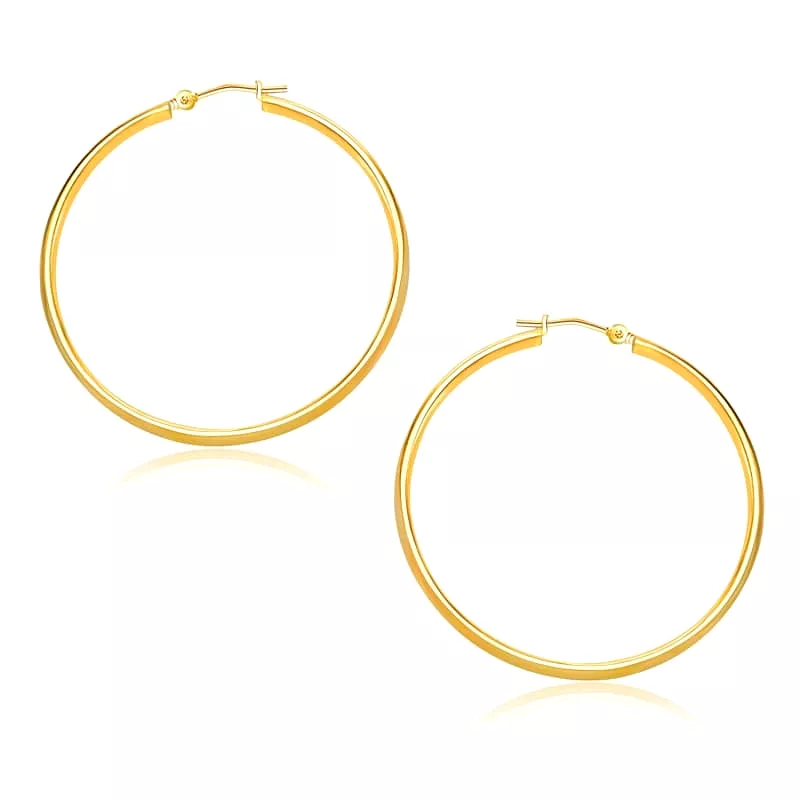 10k Yellow Gold Polished Hoop Earrings (30mm)