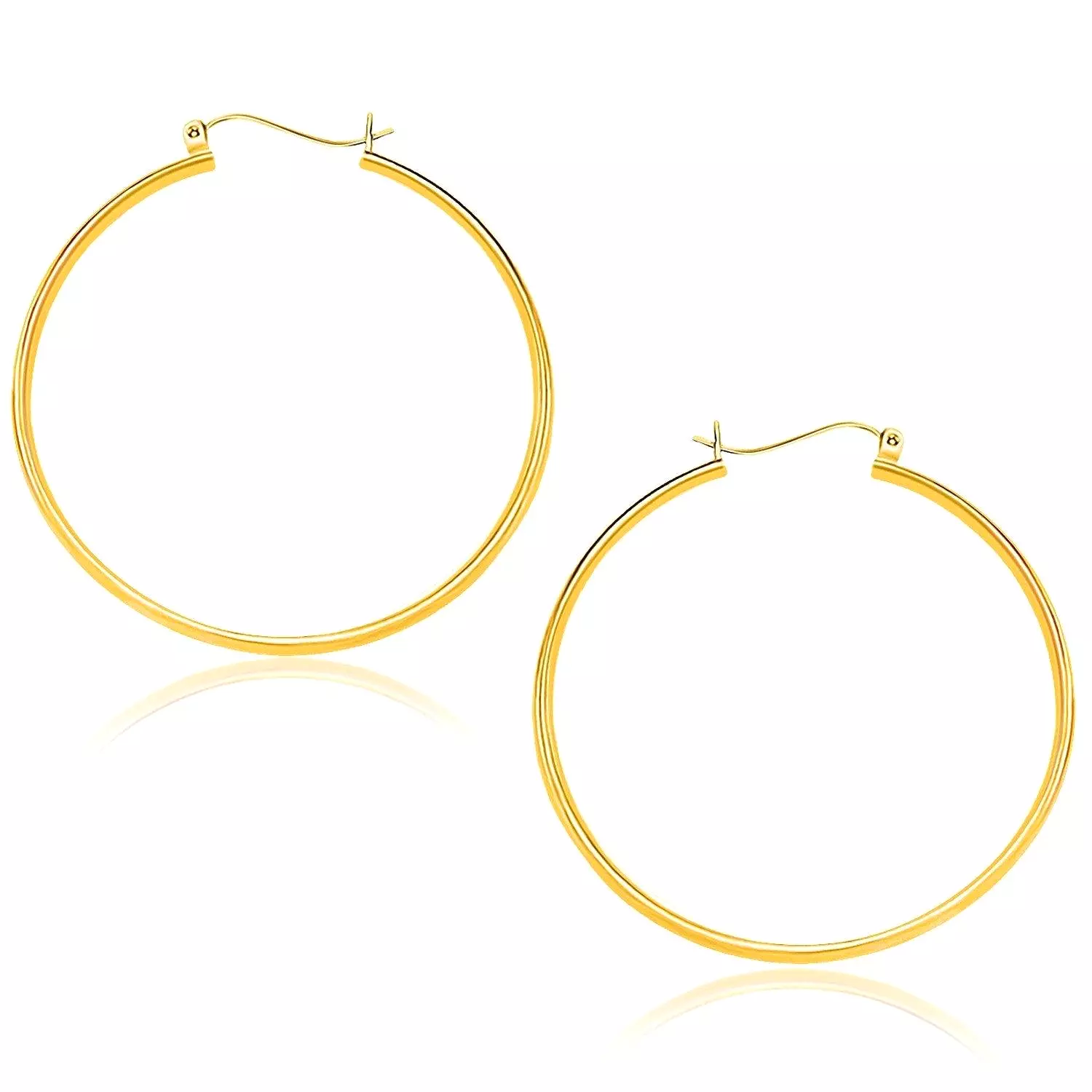 10k Yellow Gold Polished Hoop Earrings (40mm)