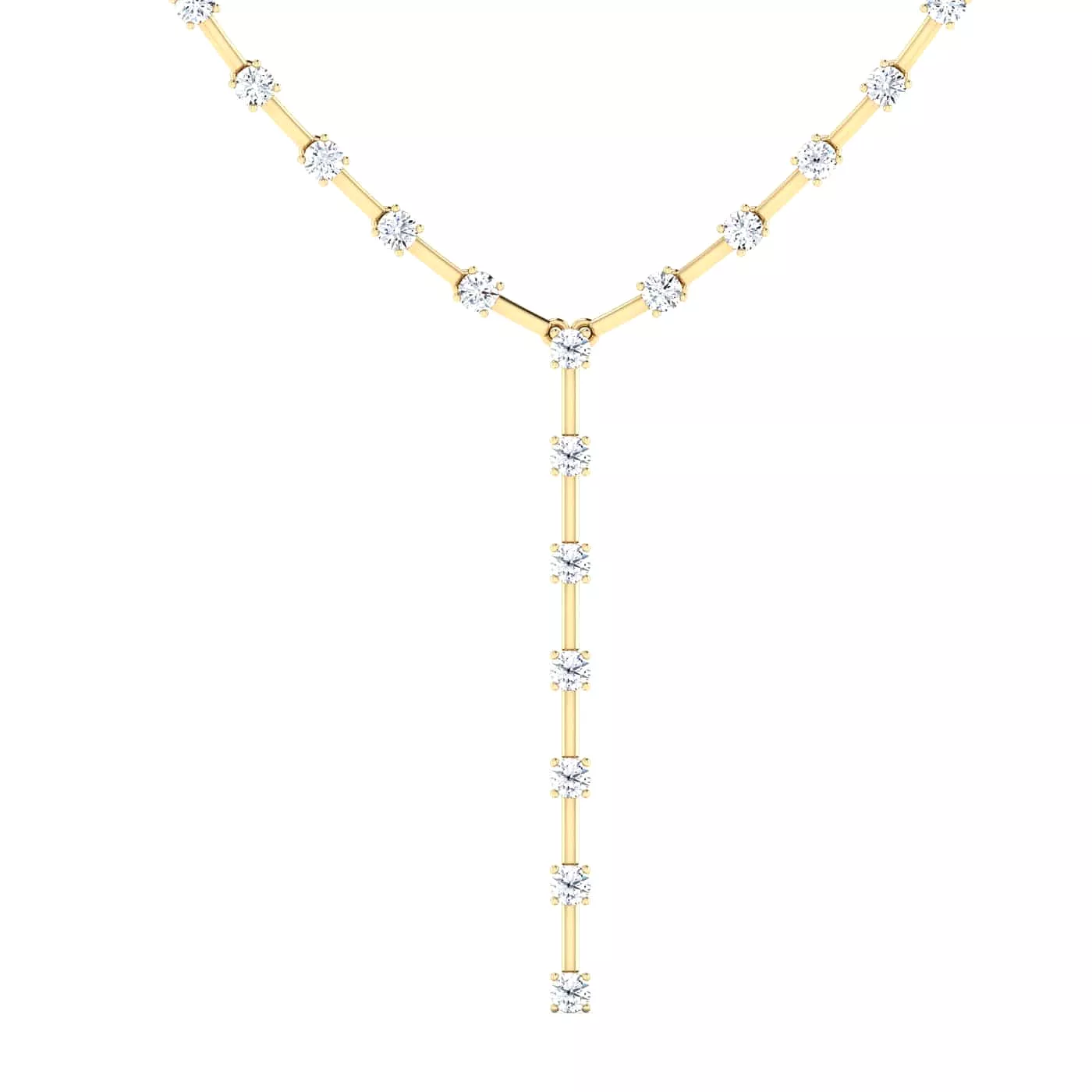 14K & 18K Gold Round Strand Drop Y Diamond Necklace 2.29 ct, Lab Grown