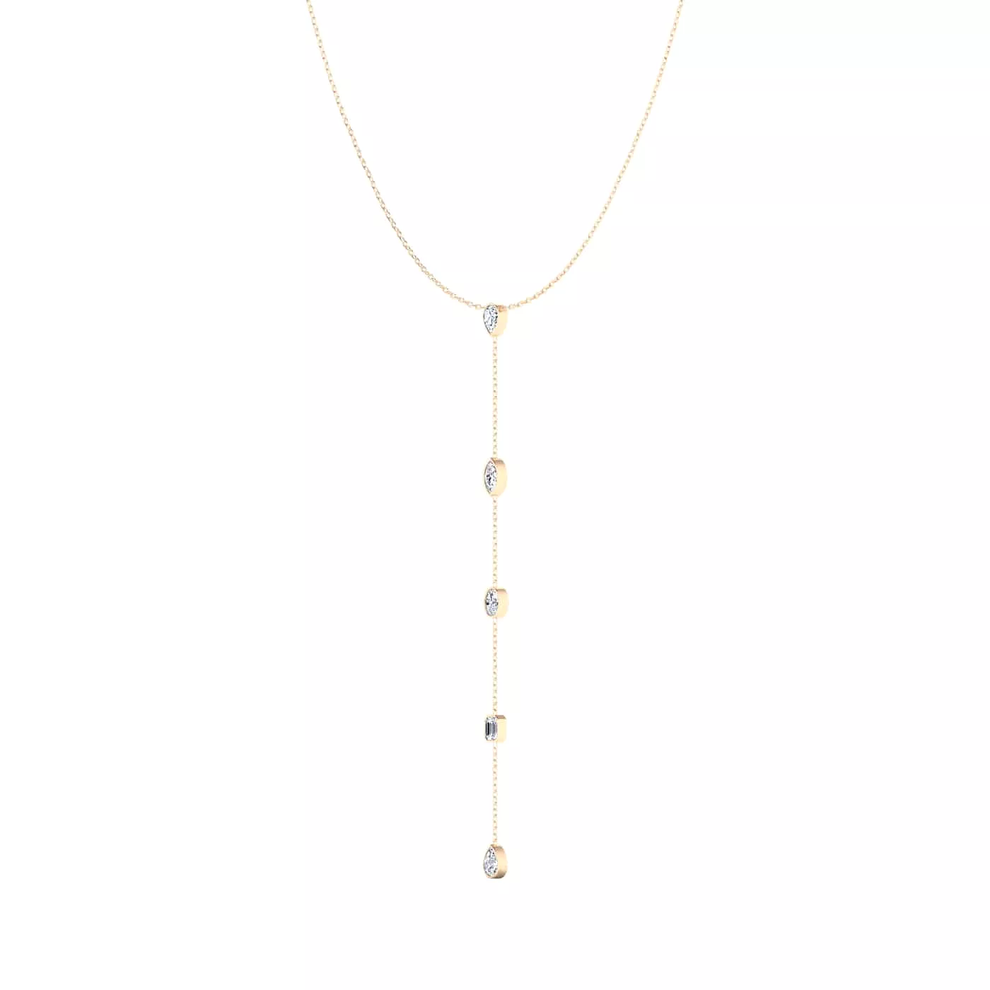 14K Gold Diamond Drop Y Necklace, Lab Grown