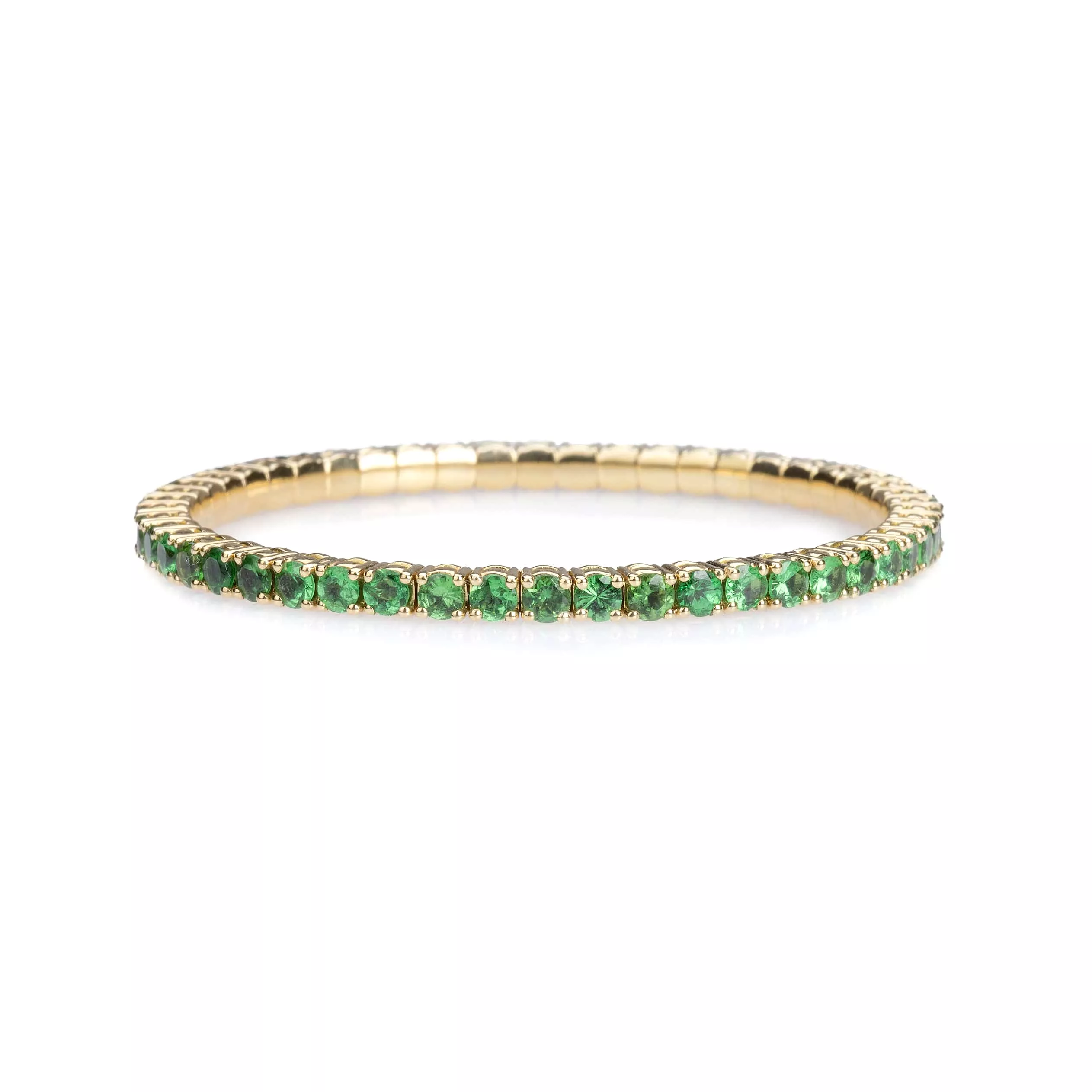 18K Gold Stretch & Stack Green Tsavorite Tennis Bracelet, 2.25-8.58 Carats