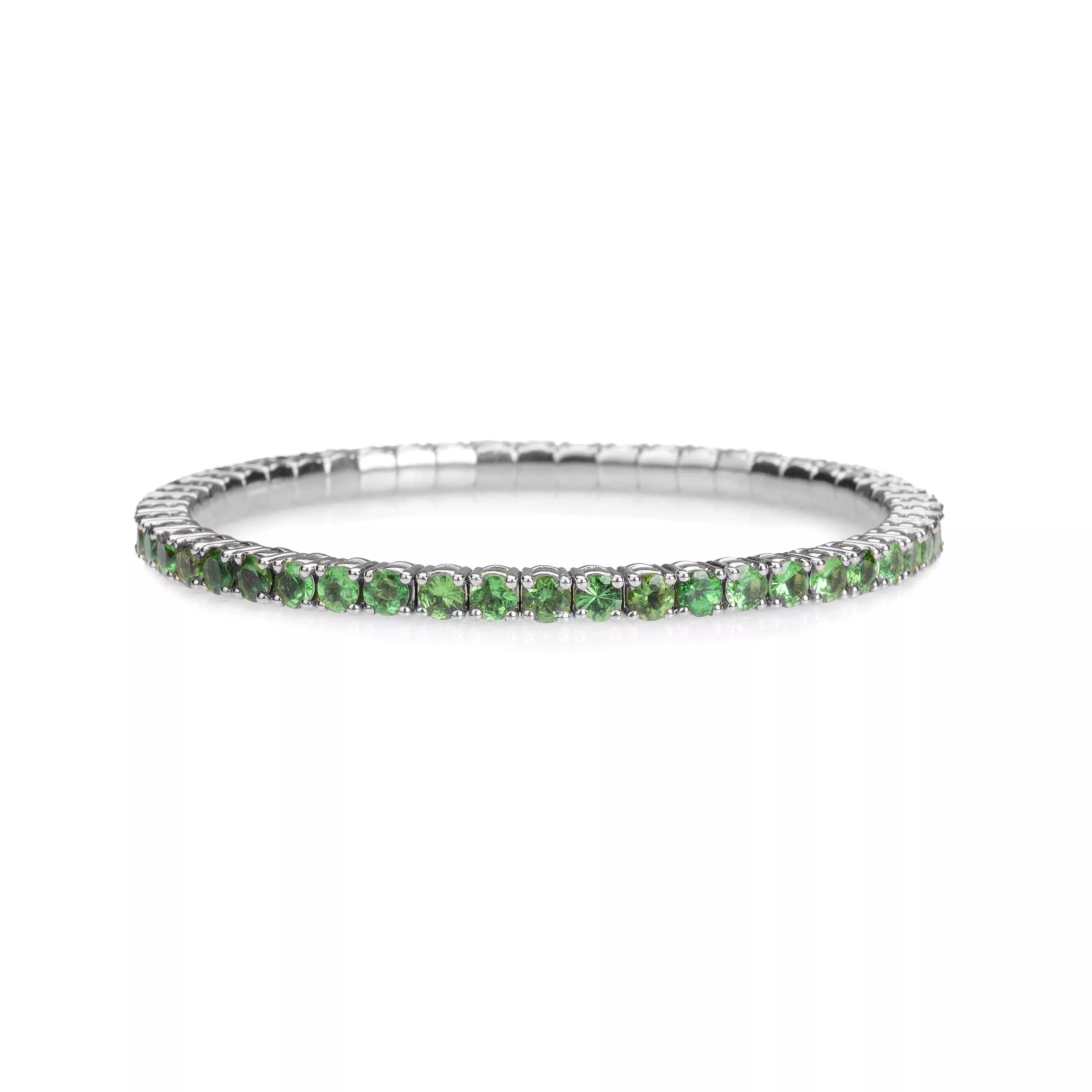 18K Gold Stretch & Stack Green Tsavorite Tennis Bracelet, 2.25-8.58 Carats