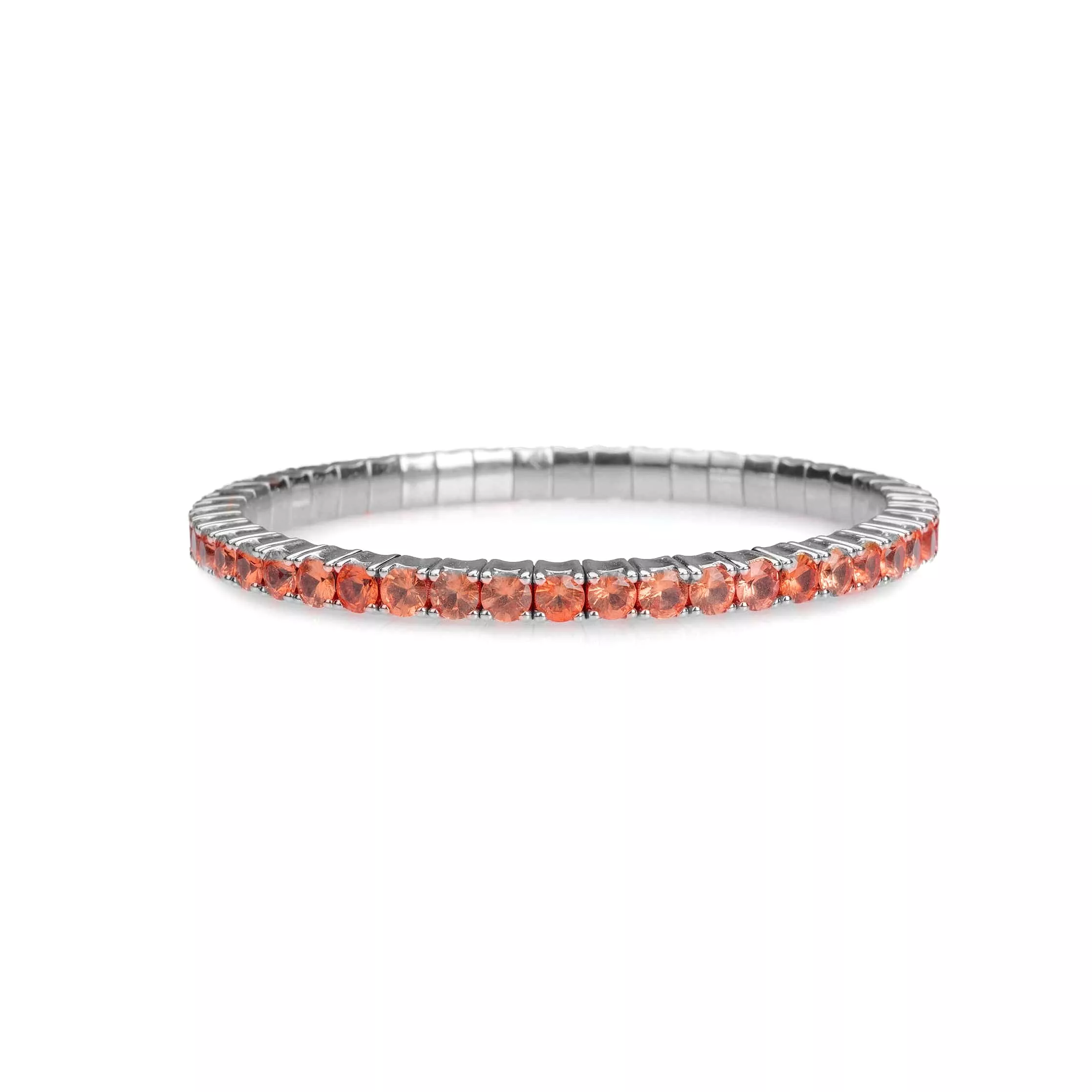 18K Gold Stretch & Stack Orange Sapphire Tennis Bracelet, 2.25-8.58 Carats