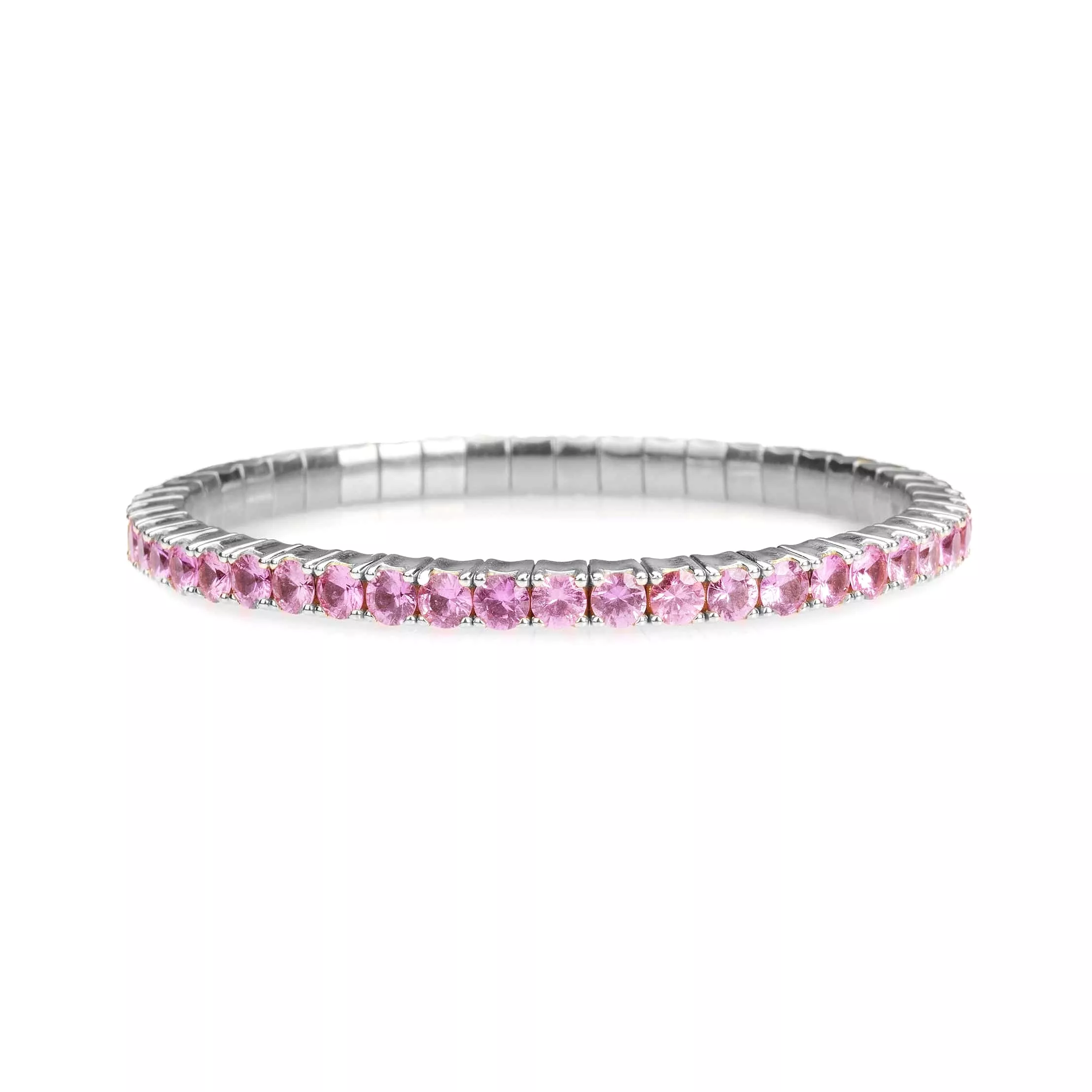 18K Gold Stretch & Stack Pink Sapphire Bracelet, 2.25-8.58 Carats