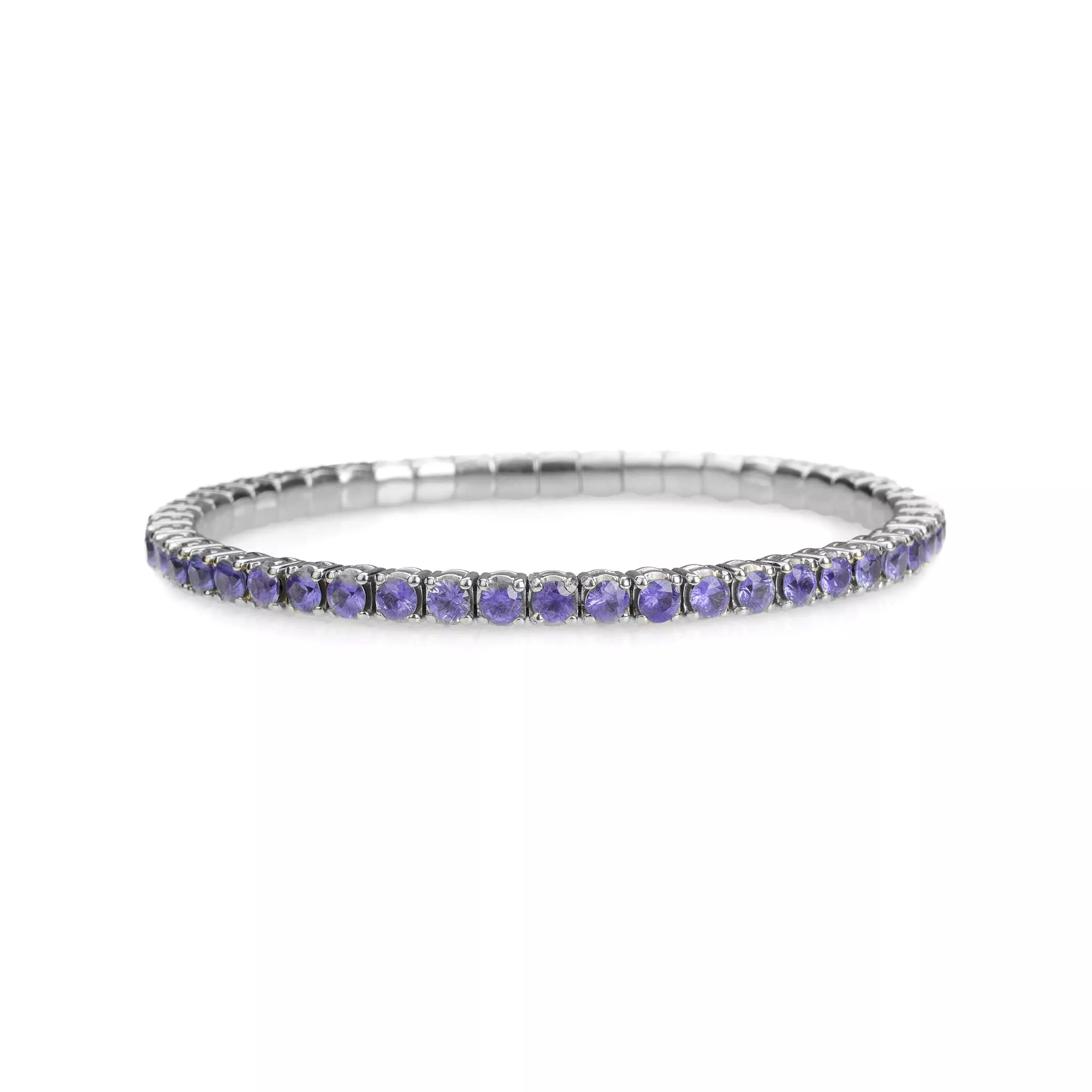 18K Gold Stretch & Stack Purple Sapphire Bracelet, 2.25-8.58 Carats