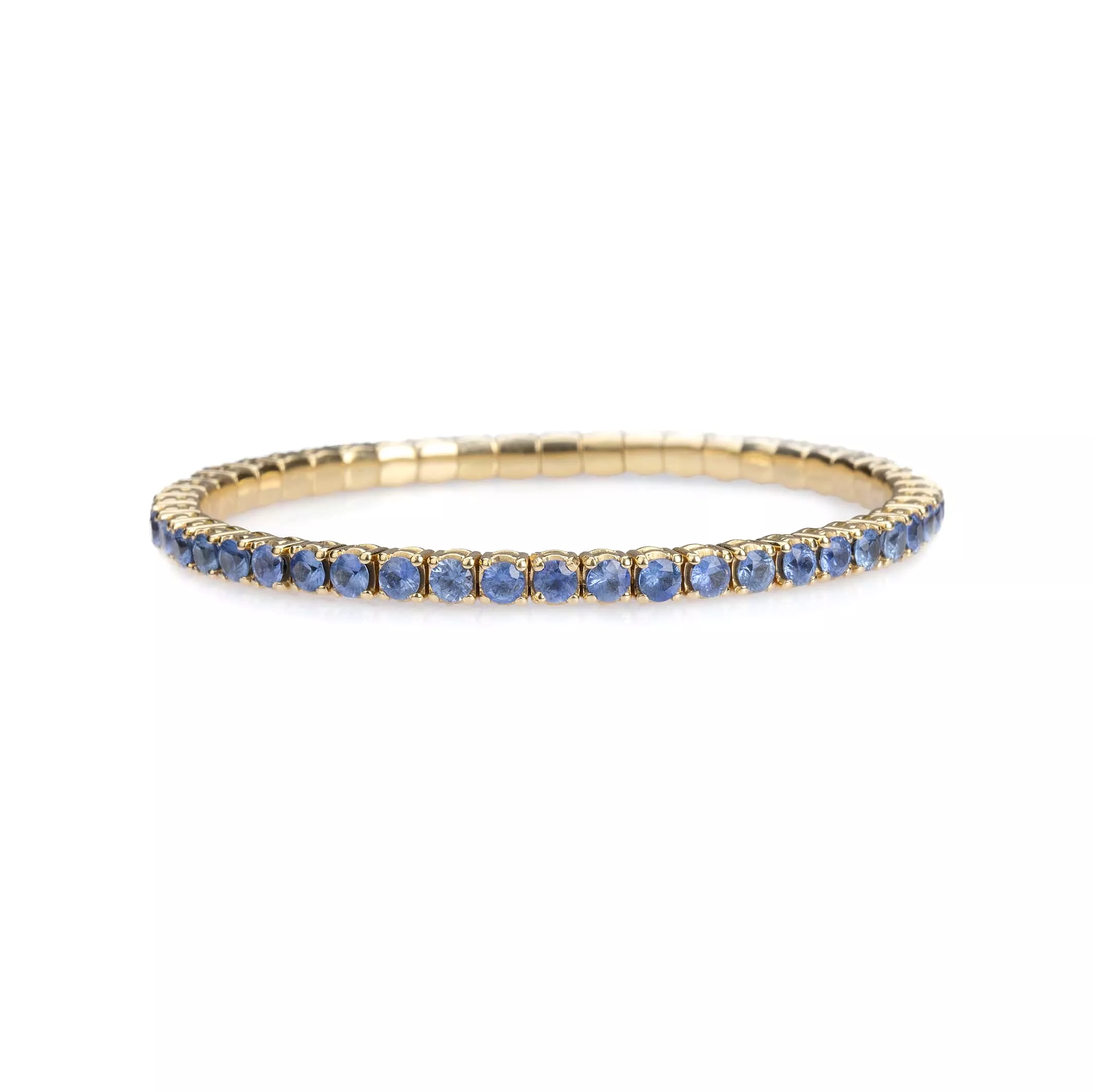 18K Gold Stretch & Stack Sky Blue Sapphire Tennis Bracelet, 2.25-8.58 Carats