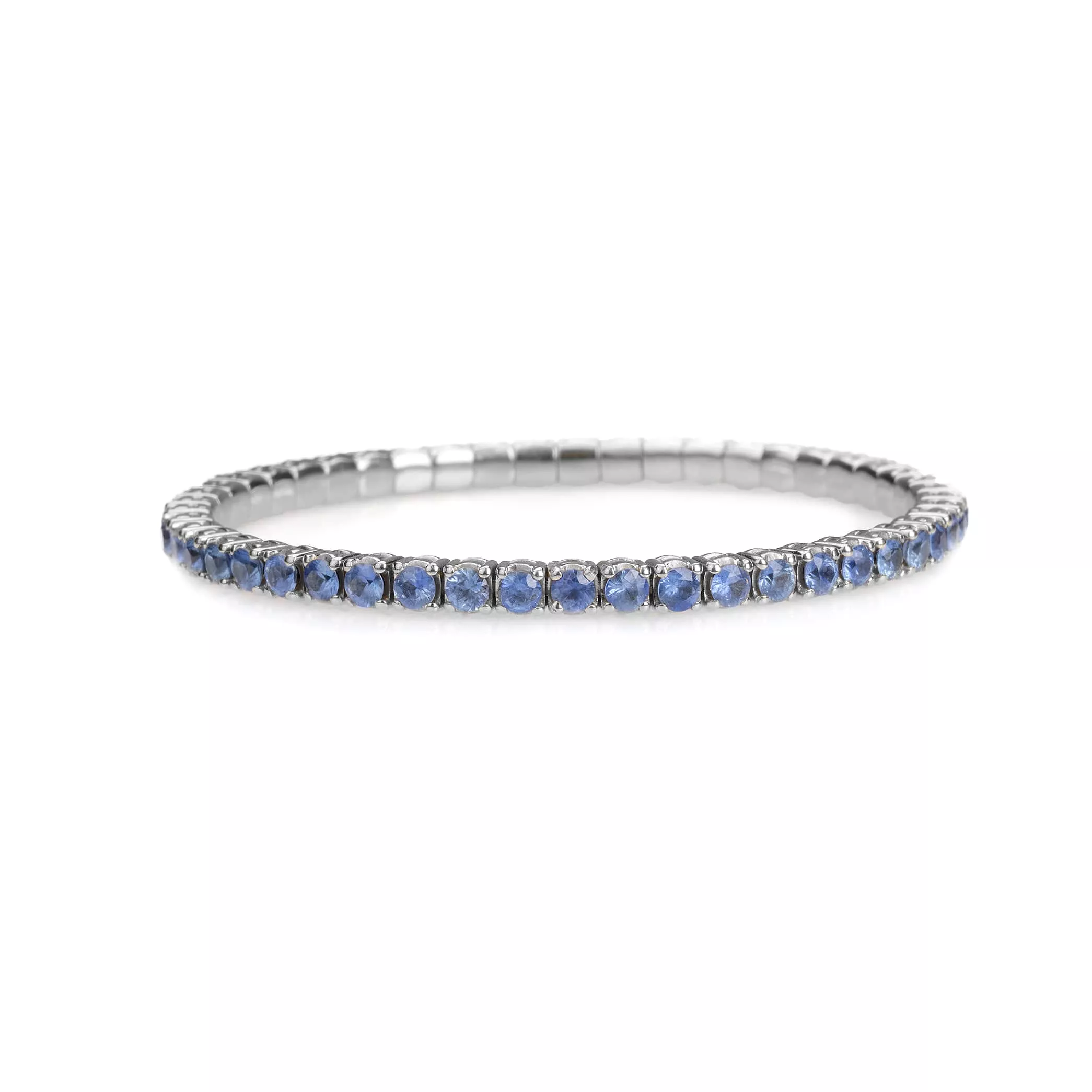 18K Gold Stretch & Stack Sky Blue Sapphire Tennis Bracelet, 2.25-8.58 Carats