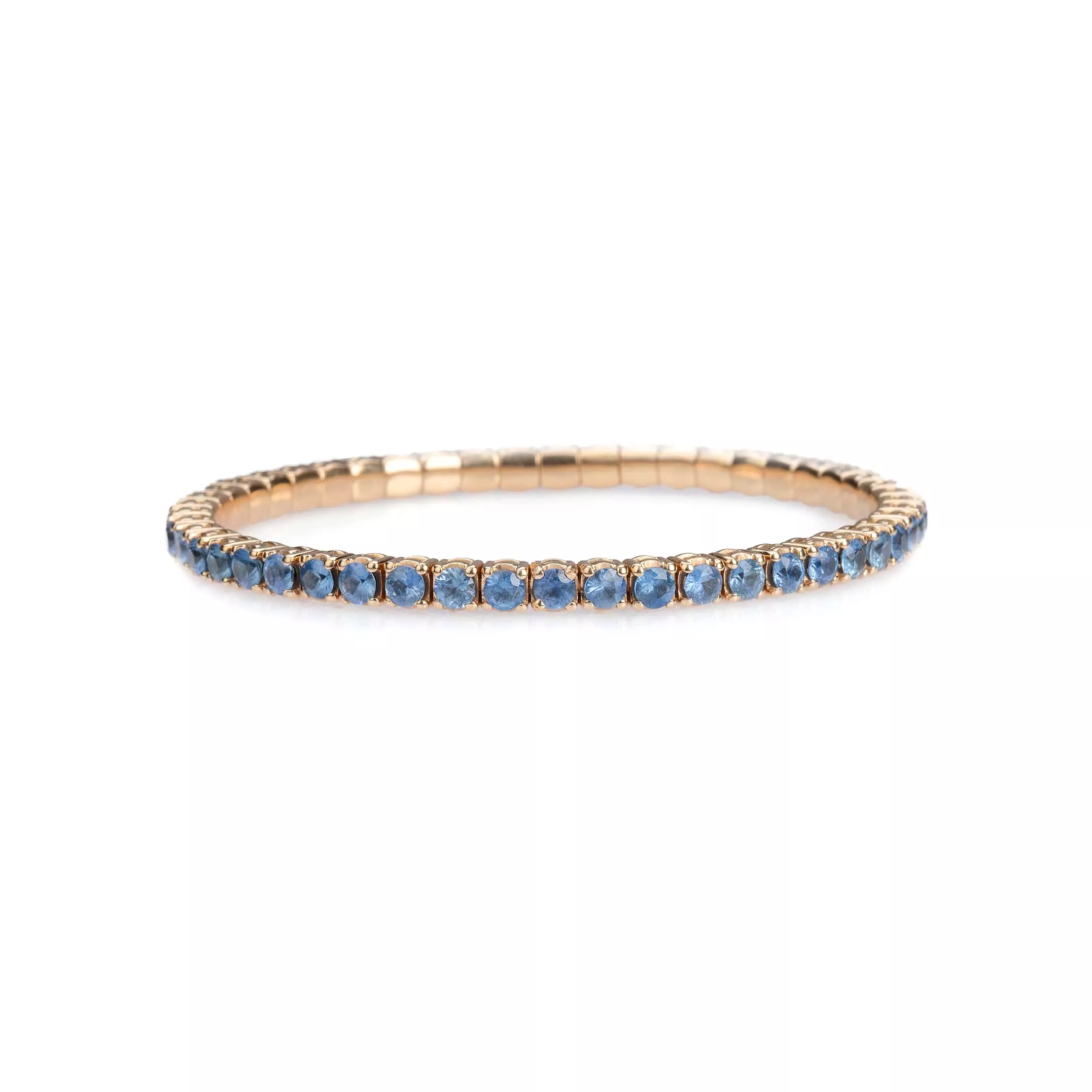 18K Gold Stretch & Stack Sky Blue Sapphire Tennis Bracelet, 2.25-8.58 Carats