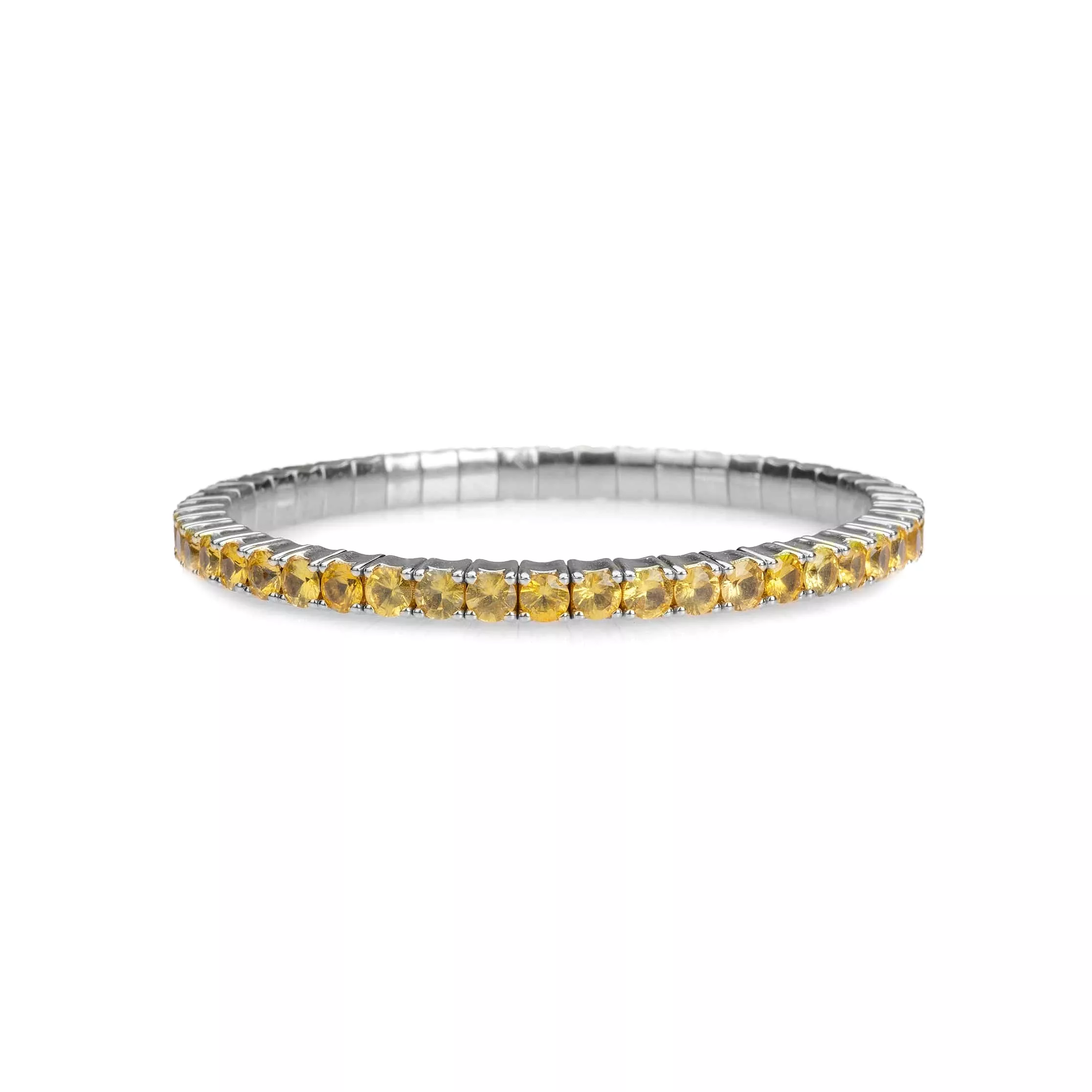 18K Gold Stretch & Stack Yellow Sapphire Tennis Bracelet, 2.25-8.58 Carats