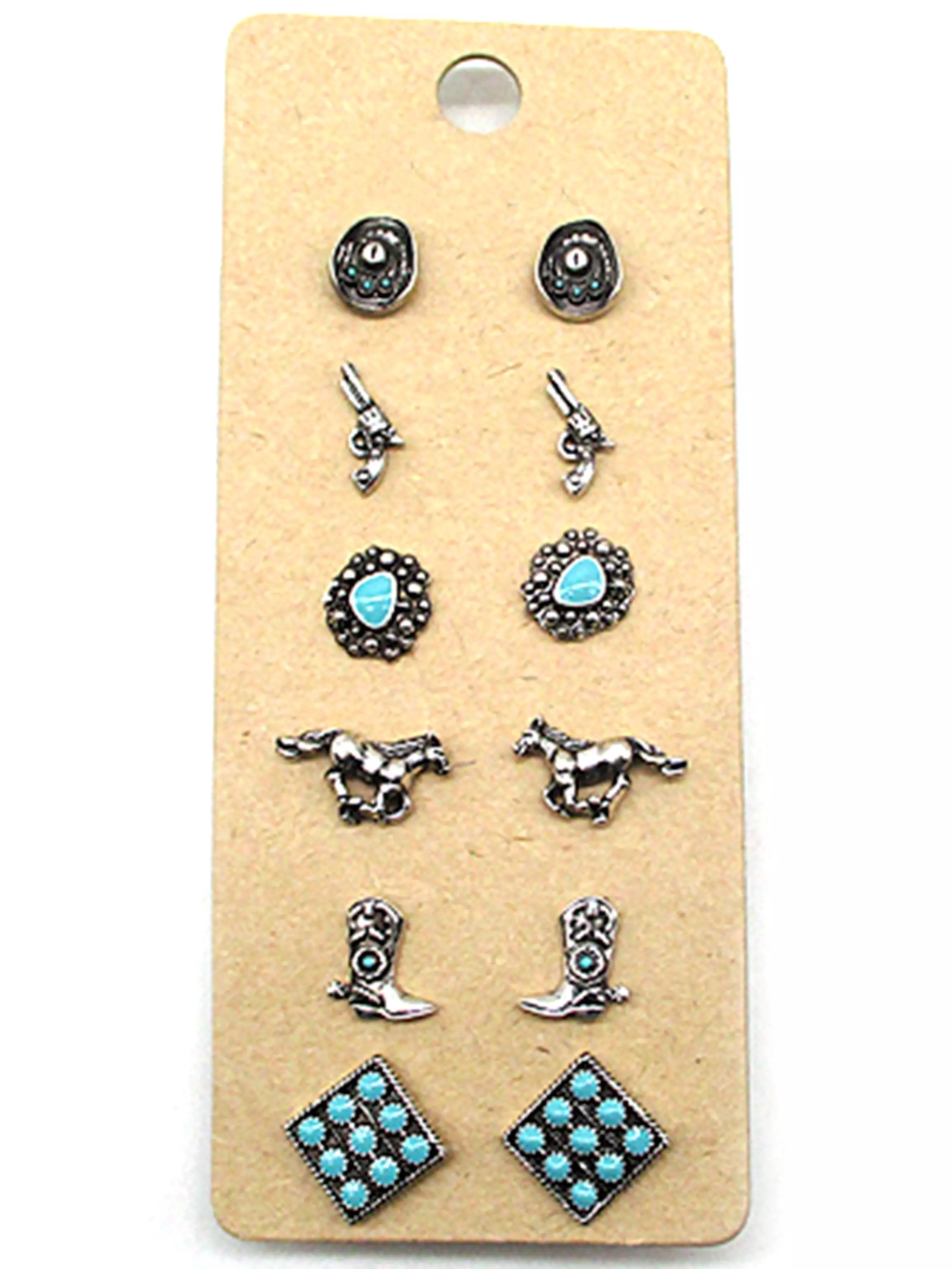 27 Western Mini Concho Assorted Stud Earring Set