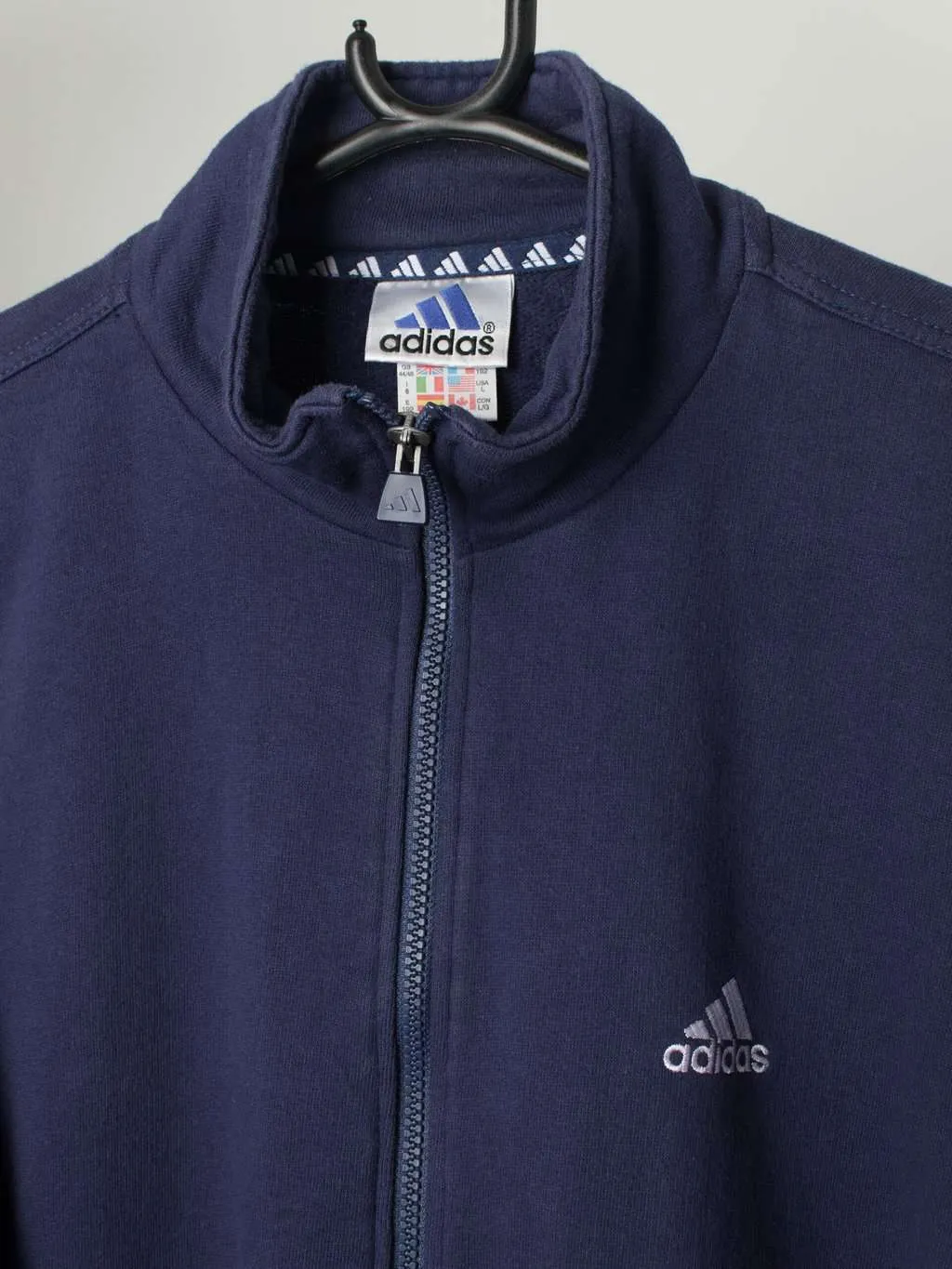 90s Adidas track jacket in navy blue – Large