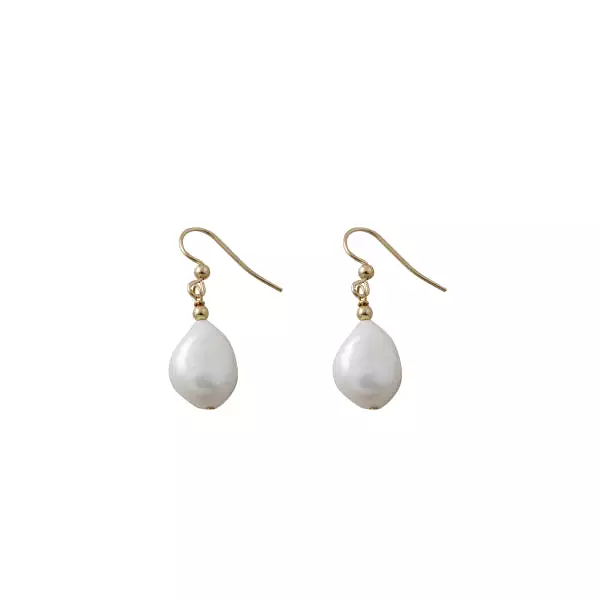 A Von Treskow Baroque Pearl Earring Yellow 14 Kt