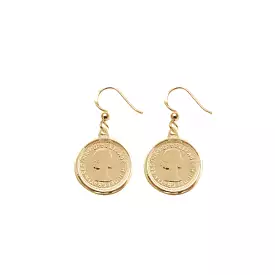 A Von Treskow Coin Yellow Gold Threepence Earrings