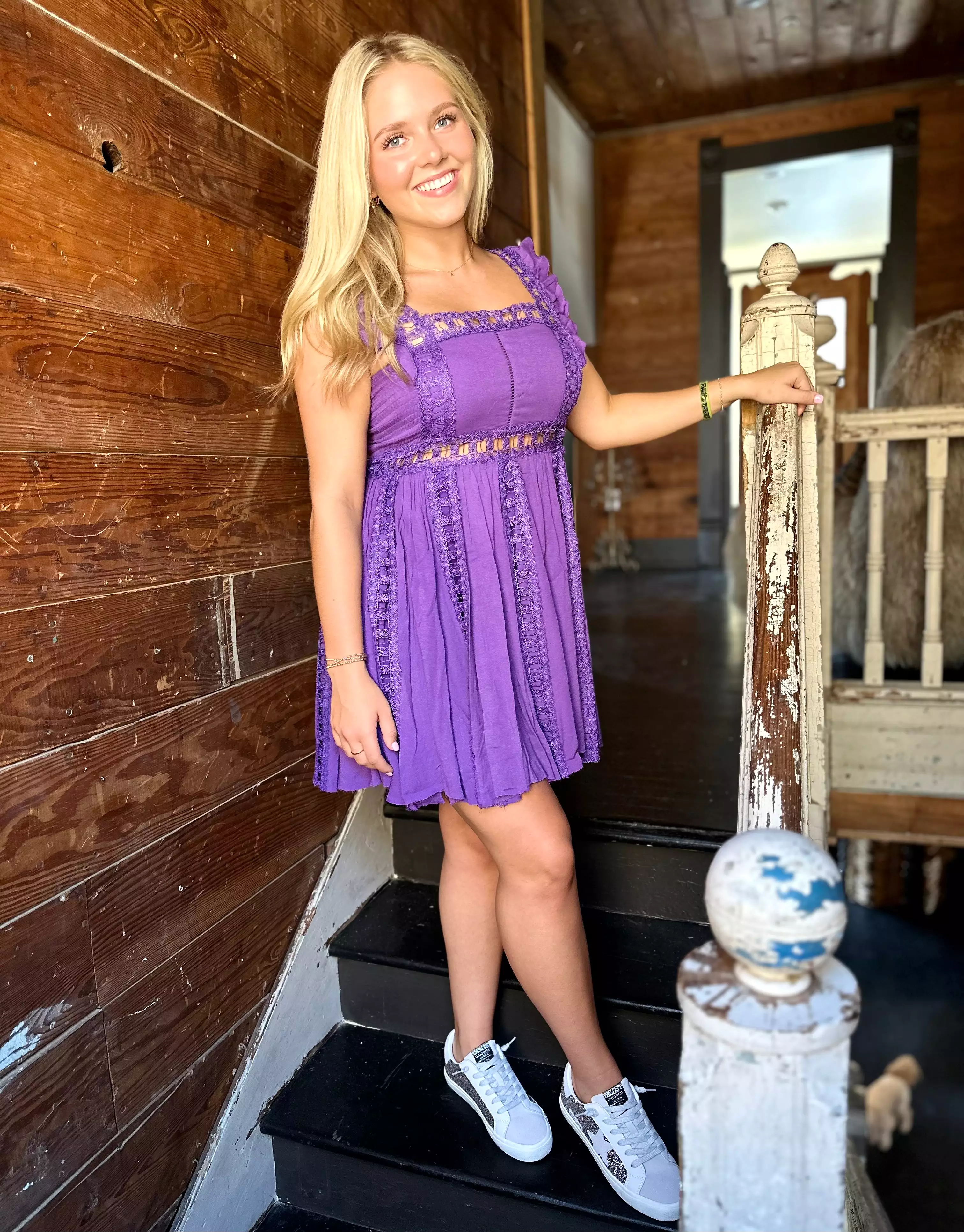 Adam’s Lace Mini Dress - Purple