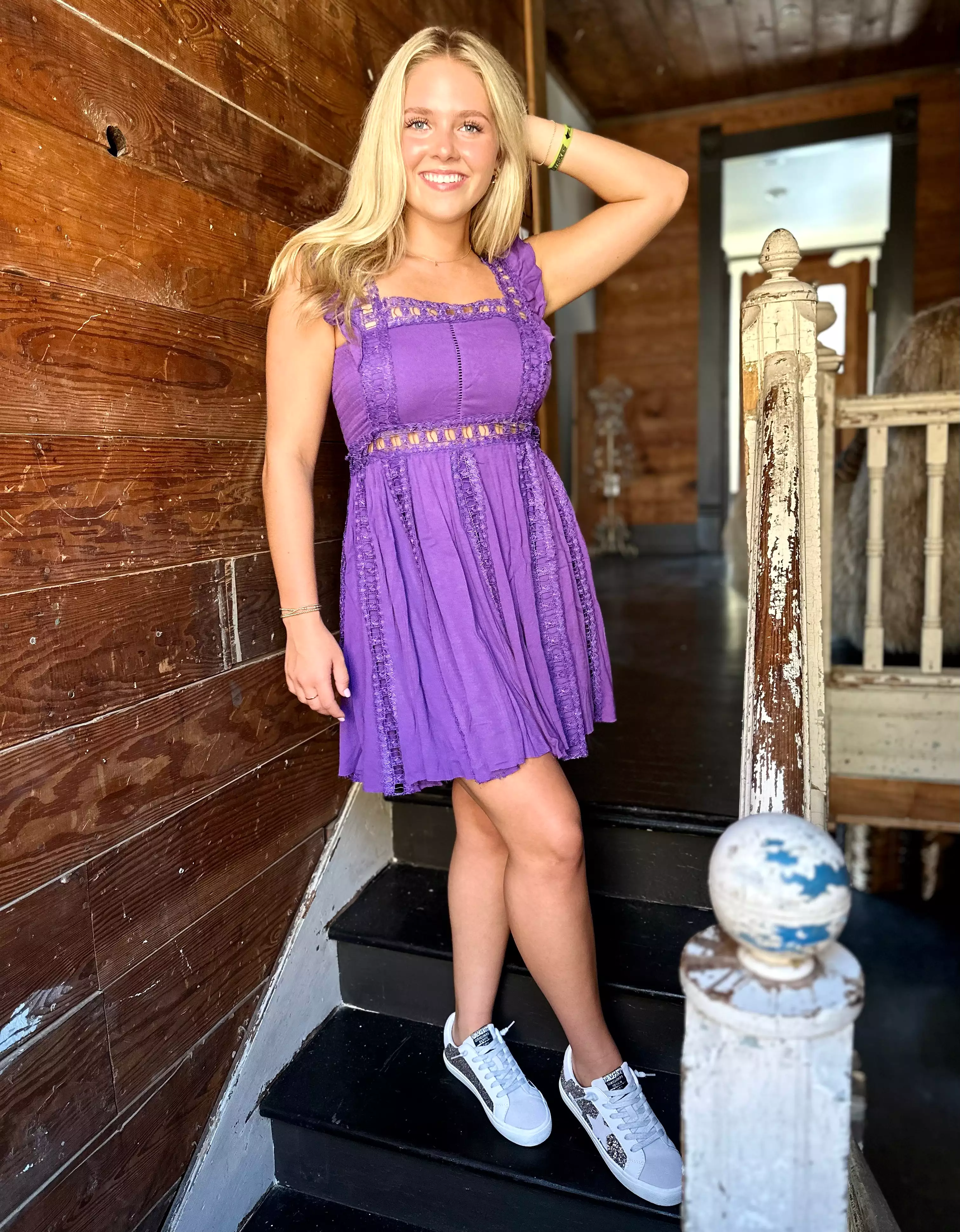 Adam’s Lace Mini Dress - Purple