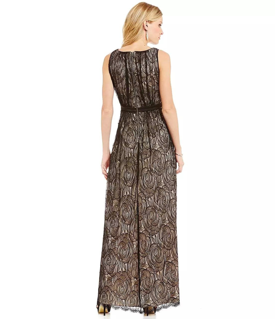 Adrianna Papell - V-Neckline Embellished Lace Dress 91927460