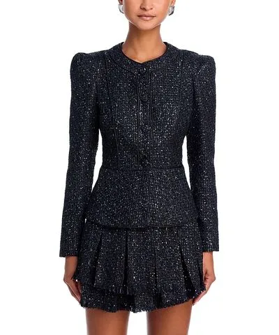 Aqua x Wicked Sequin Tweed Peplum Jacket