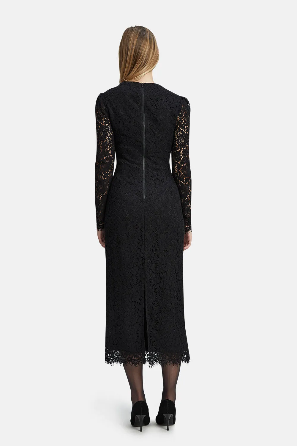 Aurora Lace Midi Dress - Black