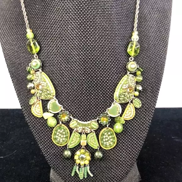 Ayala Bar Green Beaded Necklace/Dangle Earrings