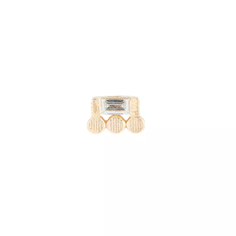 Baguette 3 Dot Stud (Single), Yellow Gold