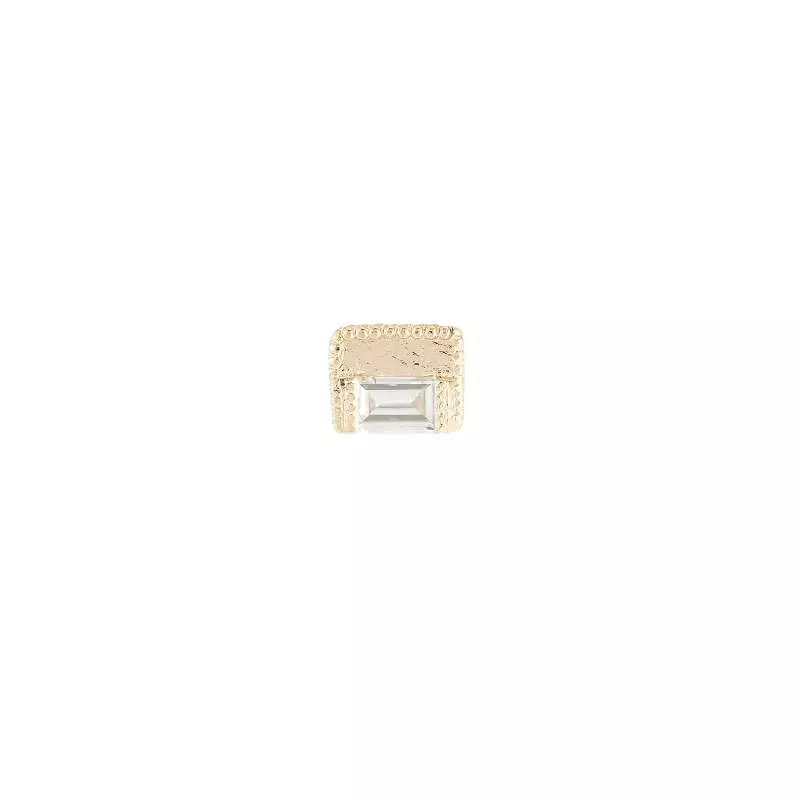 Baguette Block Stud (Single), Yellow Gold