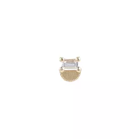 Baguette Half Moon Stud (Single), Yellow Gold