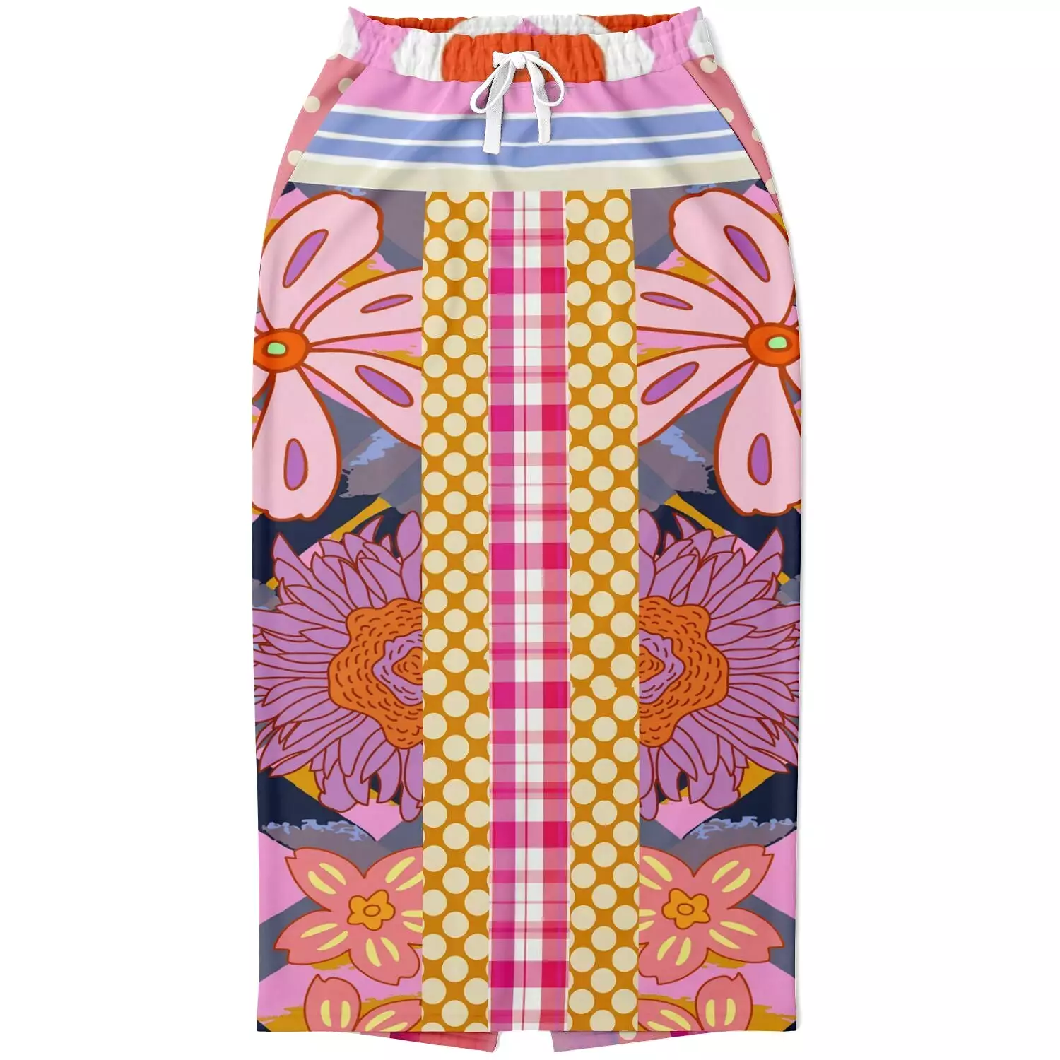 Bahama Mama Pink Patchwork Floral Eco-Poly Long Pocket Skirt