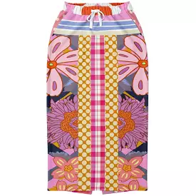 Bahama Mama Pink Patchwork Floral Eco-Poly Long Pocket Skirt