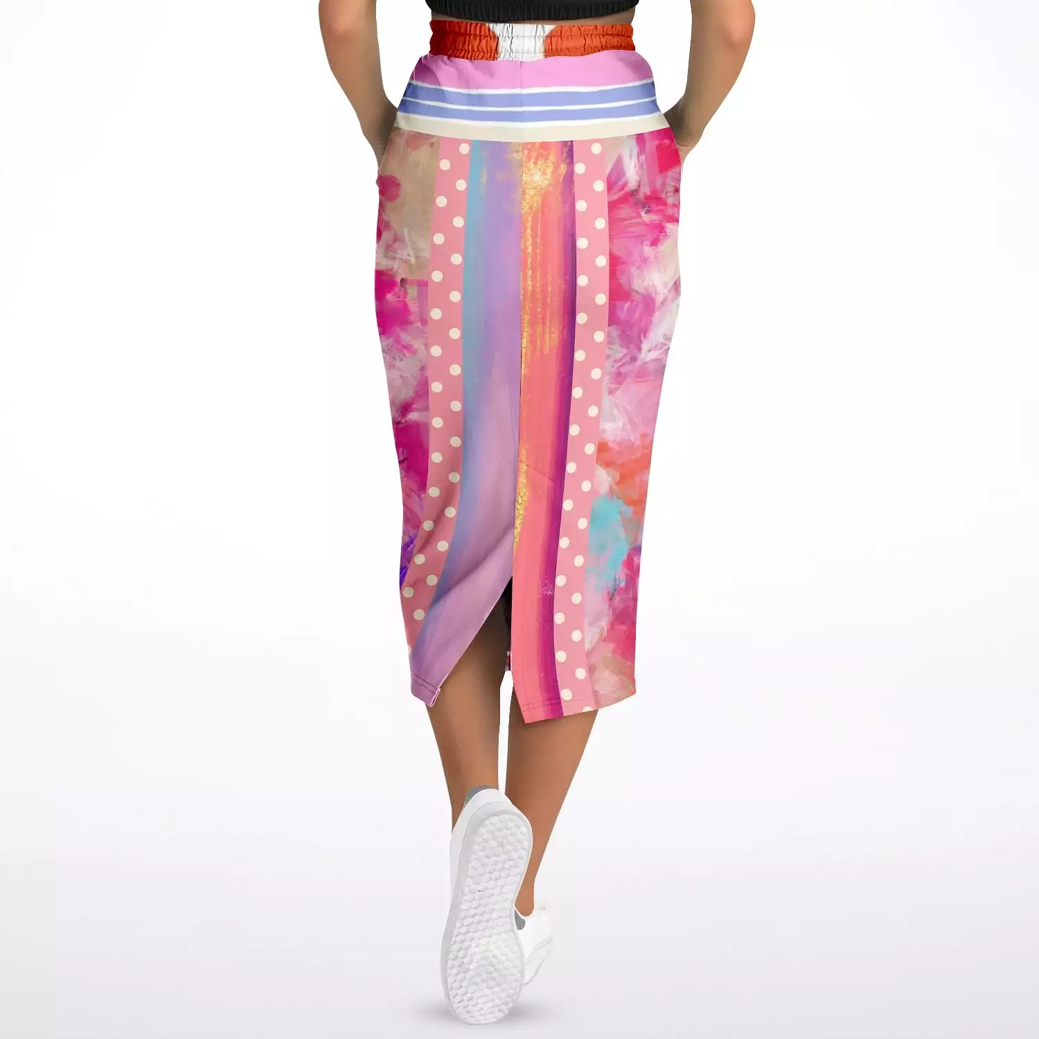 Bahama Mama Pink Patchwork Floral Eco-Poly Long Pocket Skirt