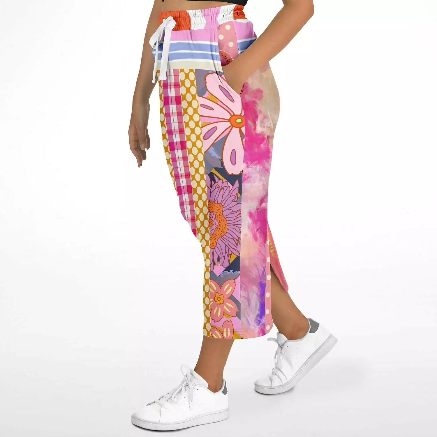 Bahama Mama Pink Patchwork Floral Eco-Poly Long Pocket Skirt