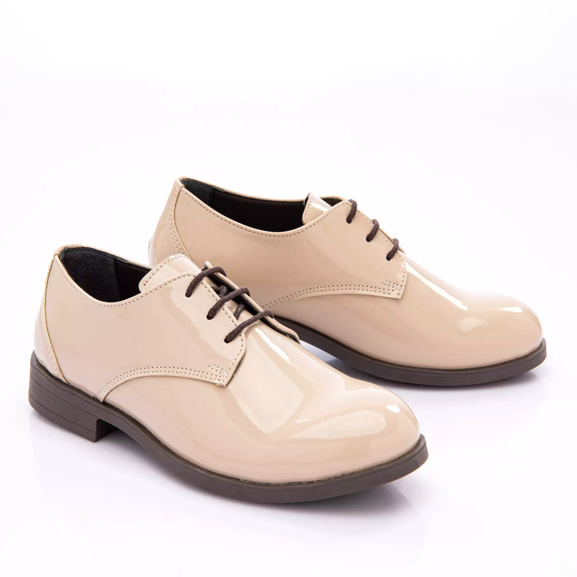 Beige Patent Lace Dress Shoes