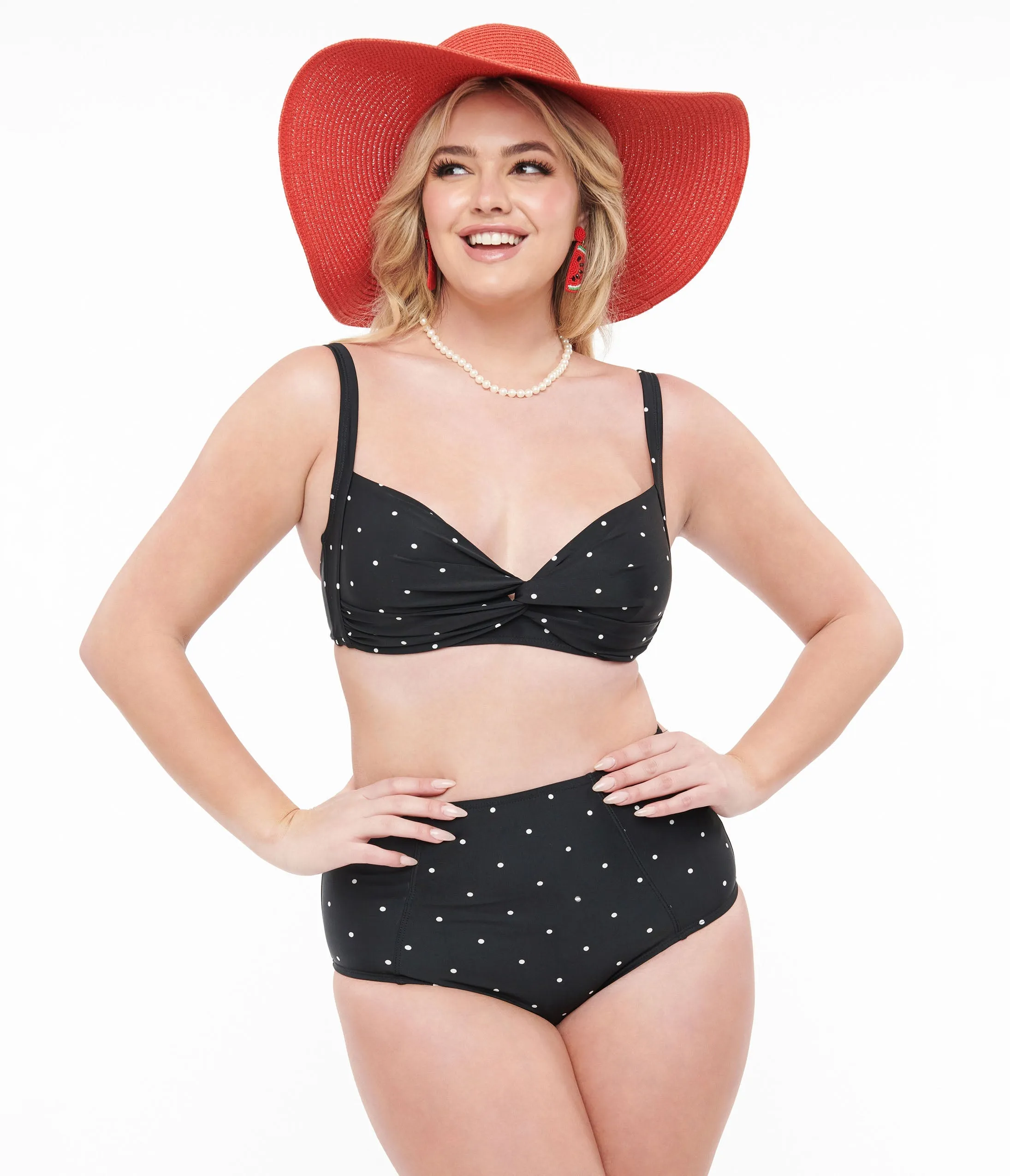 Black & White Polka Dot Two Piece Swim Set