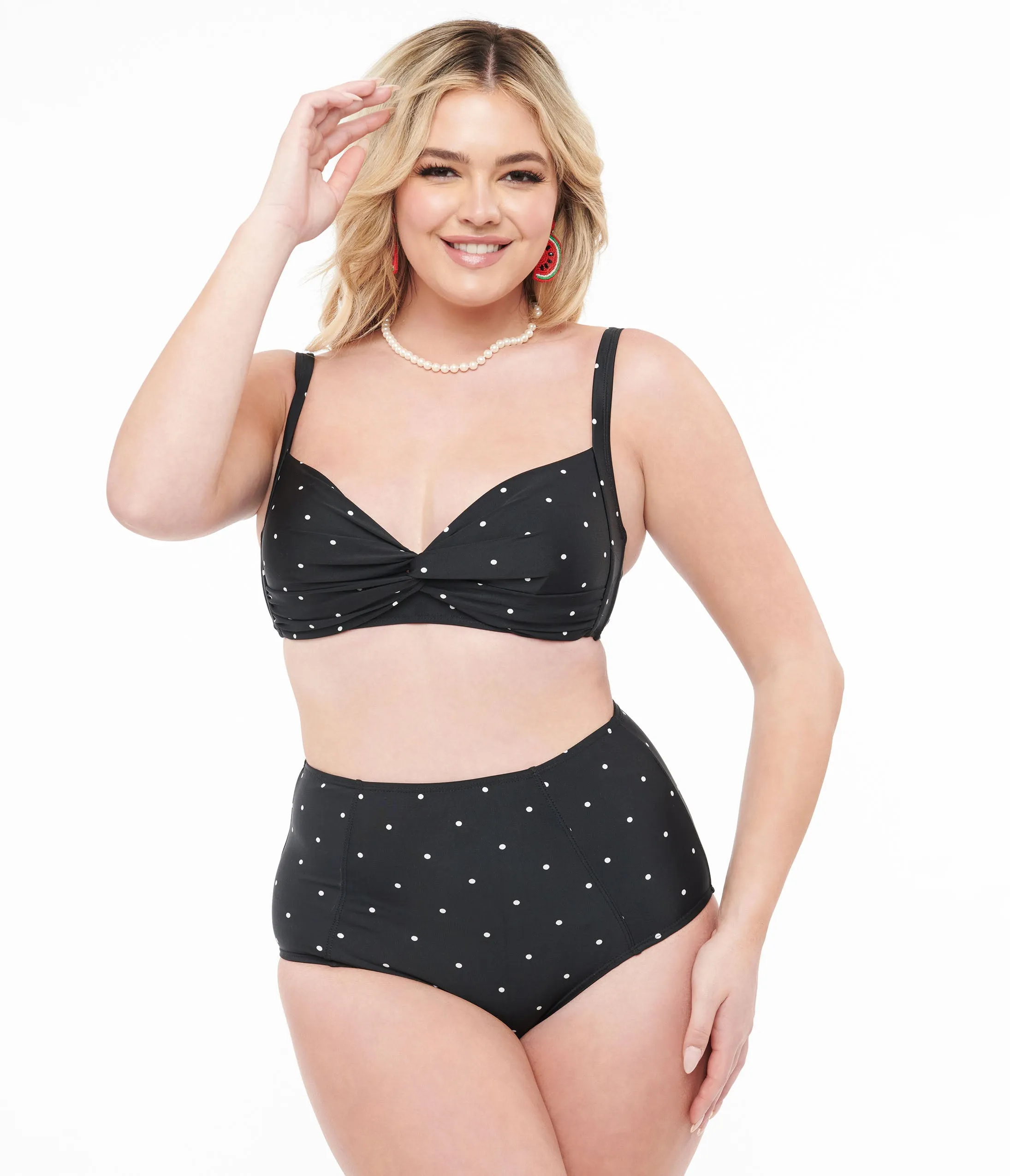 Black & White Polka Dot Two Piece Swim Set