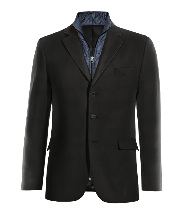  Blazer negro rojizo esencial de 3 botones con pieza gilet