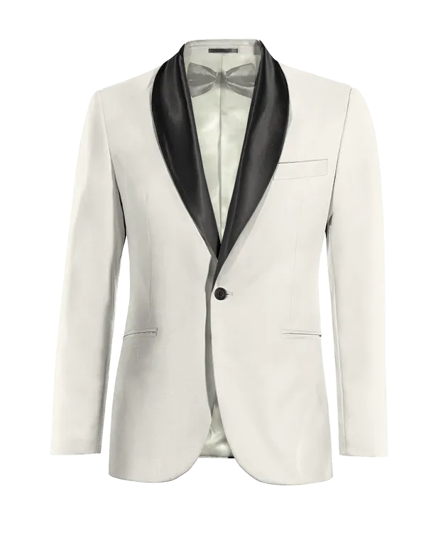  Blazer Tuxedo marfil solapa ancha esencial de 1 botón