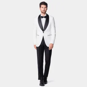  Blazer Tuxedo marfil solapa ancha esencial de 1 botón