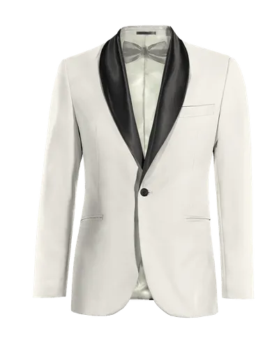  Blazer Tuxedo marfil solapa ancha esencial de 1 botón