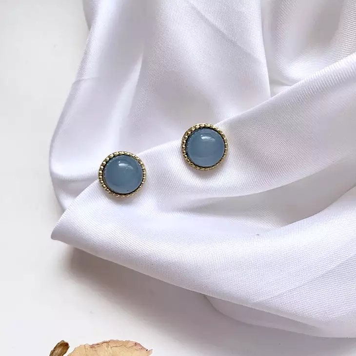 Blue Yellow Bling Rounded Earrings Gifts Korean Jewelry Womens Accessories Luxury Fashion Dating Party Clubber Elegant Wedding L