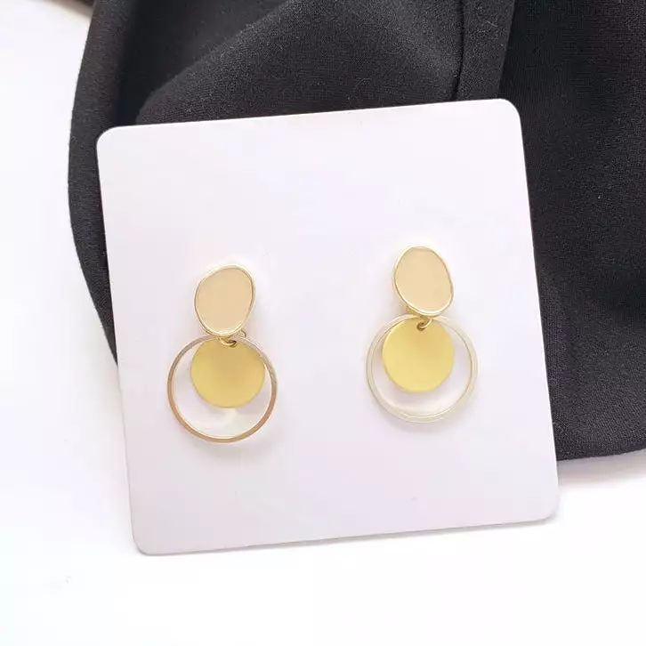 Blue Yellow Glossy Gold Rounded Earrings Gifts Korean Jewelry Womens Accessories Luxury Fashion Dating Party Clubber Elegant Wed