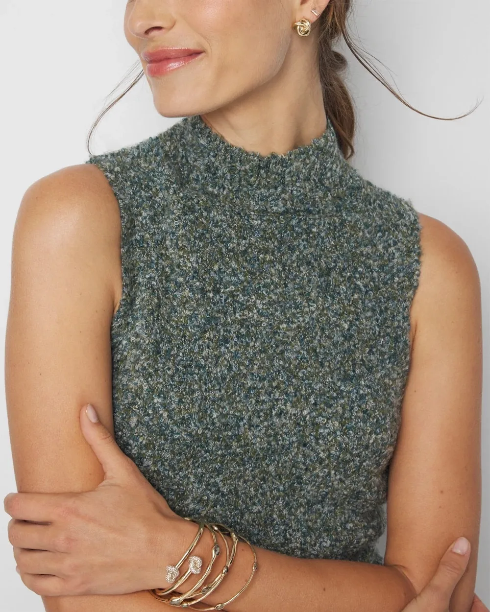 Boucle Turtleneck Sweater Tank