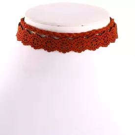 Burgundy Layered Flower Choker