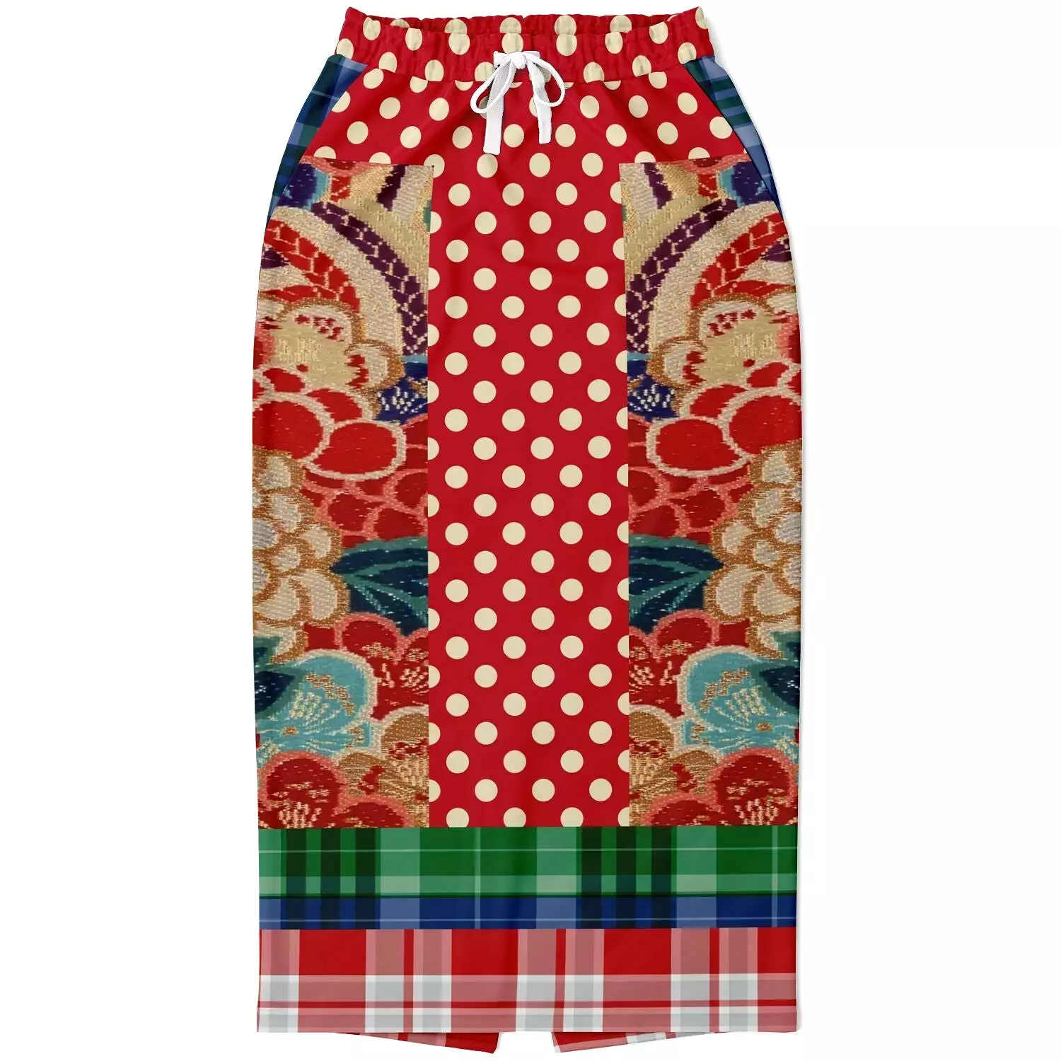 Busan Fleur Plaid Patchwork Eco-Poly Long Pocket Skirt