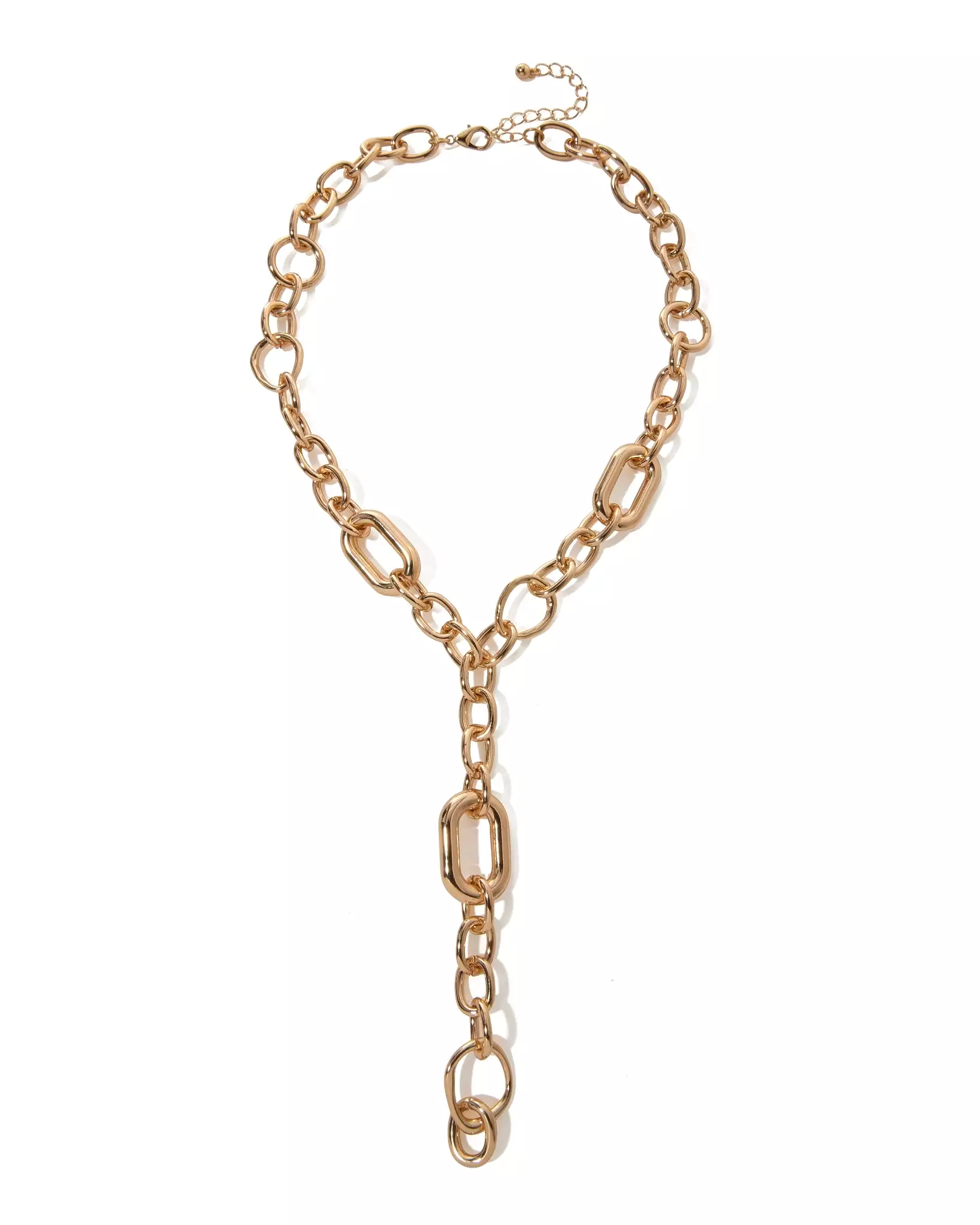 Chain Linked Drop Necklace Gold