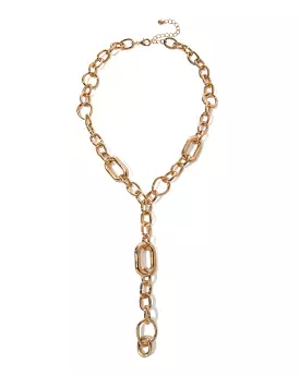 Chain Linked Drop Necklace Gold