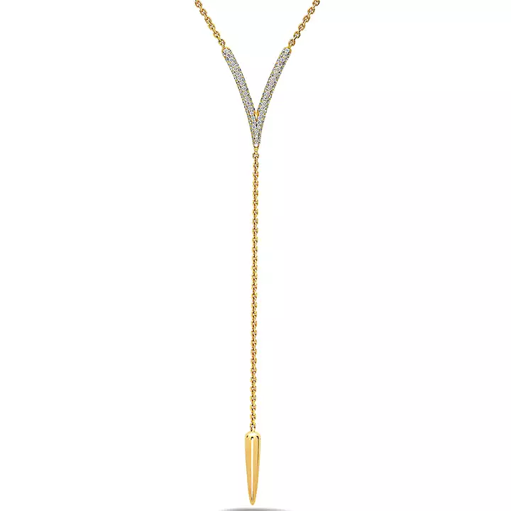 CHARLES KRYPELL Diamond Drop V Tassel Necklace