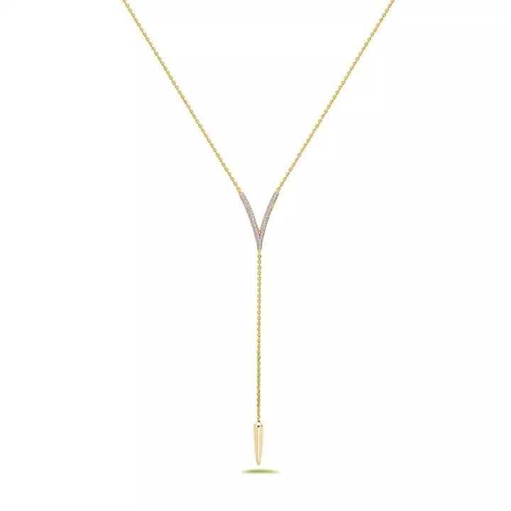 CHARLES KRYPELL Diamond Drop V Tassel Necklace